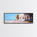 Beach House, Coastal Art, Modern Seascape, Framed Canvas Print, Living Room Wall Art, Pastel Ocean, Minimalist Decor, Nautical Home - Che Cose Belle