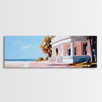 Beach House, Coastal Art, Modern Seascape, Framed Canvas Print, Living Room Wall Art, Pastel Ocean, Minimalist Decor, Nautical Home - Che Cose Belle