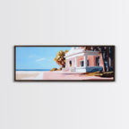 Beach House, Coastal Art, Modern Seascape, Framed Canvas Print, Living Room Wall Art, Pastel Ocean, Minimalist Decor, Nautical Home - Che Cose Belle