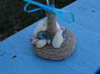 Beach Wedding Toasting Champagne Glasses Keepsake Flutes Rustic Twine and Real Heart Seashells Mini Sand Dollars Starfish Aqua Limpet Shells - Che Cose Belle