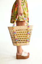 Beaded Beach Basket Tote - Che Cose Belle