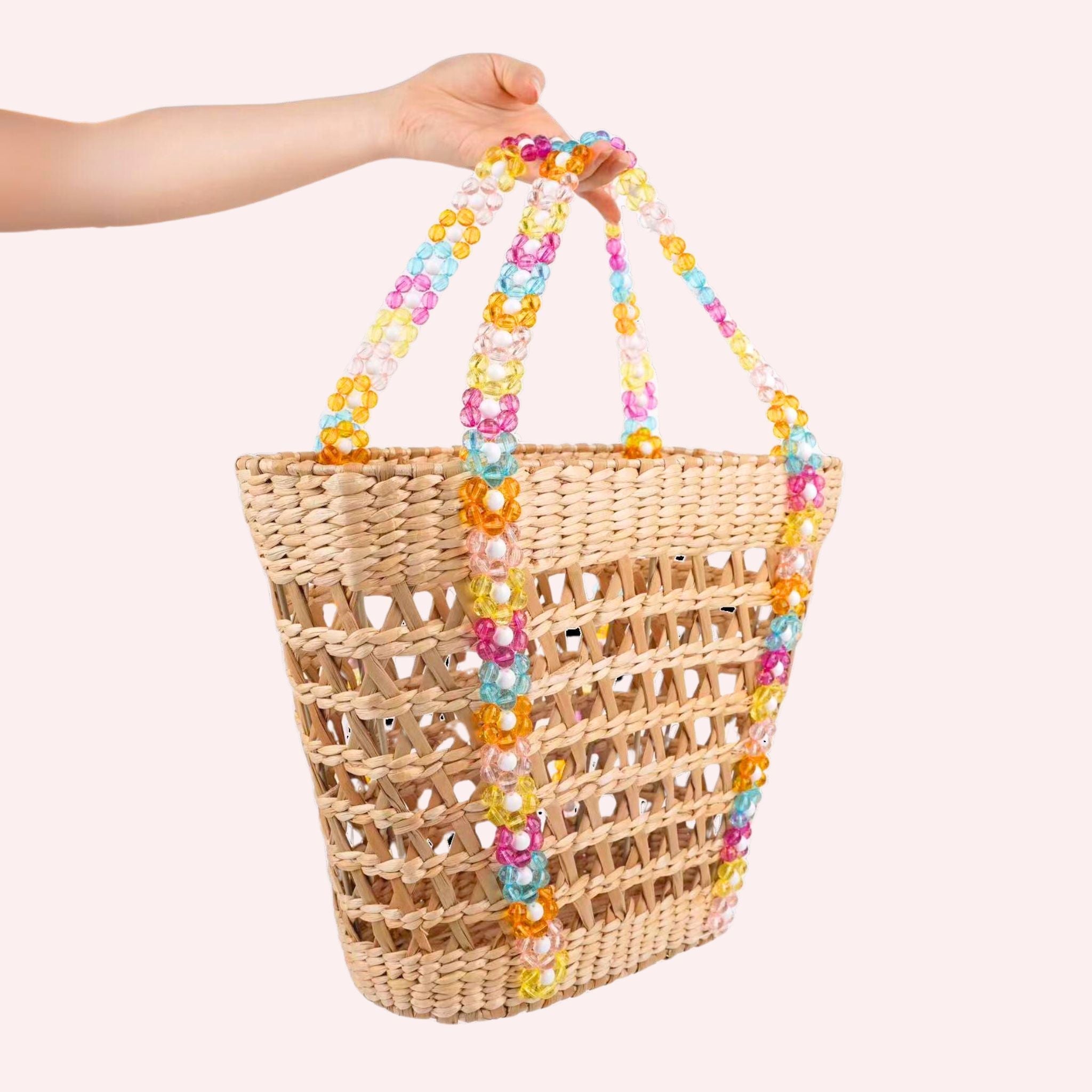 Beaded Beach Basket Tote - Che Cose Belle