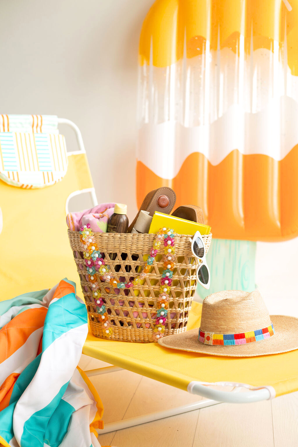 Beaded Beach Basket Tote - Che Cose Belle