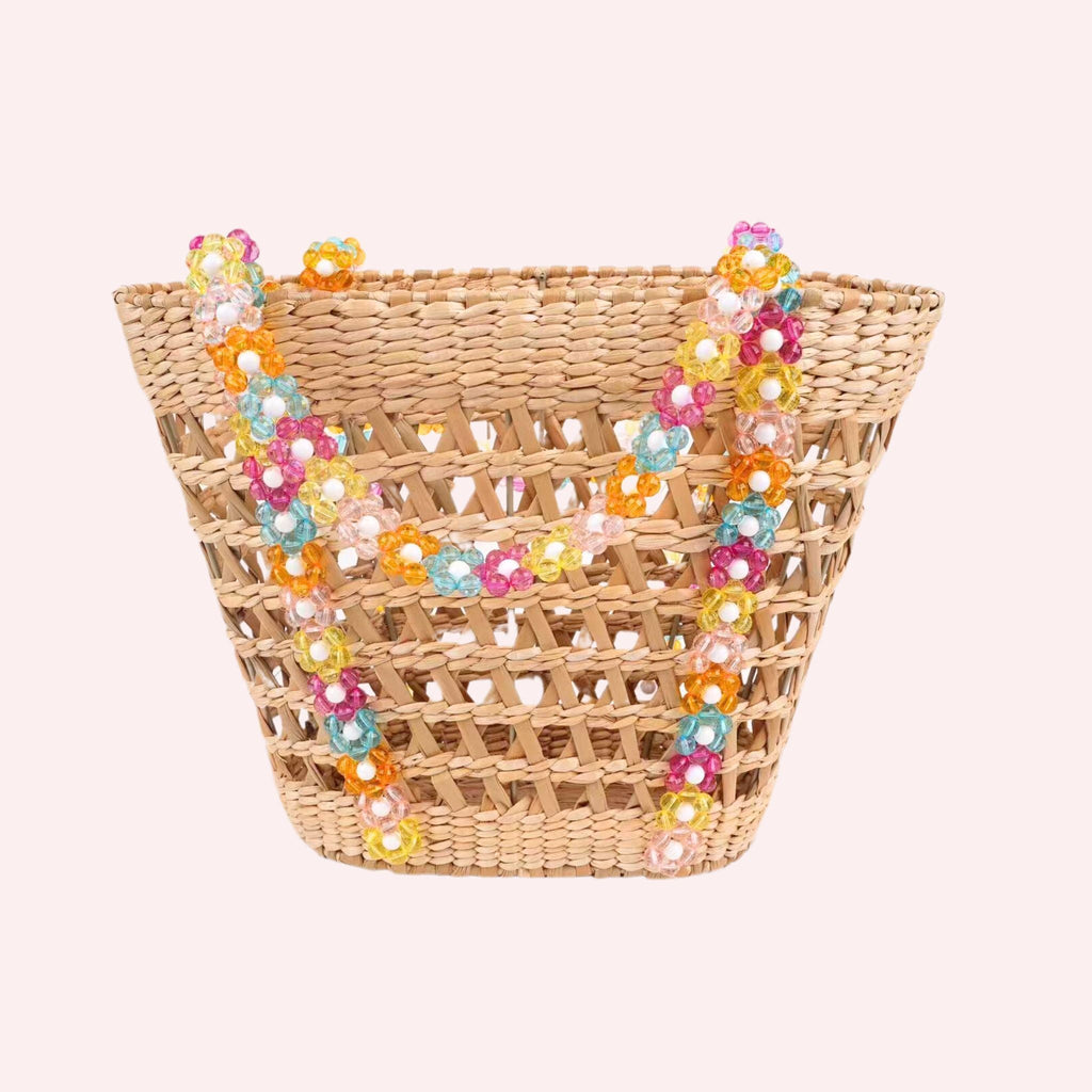 Beaded Beach Basket Tote - Che Cose Belle