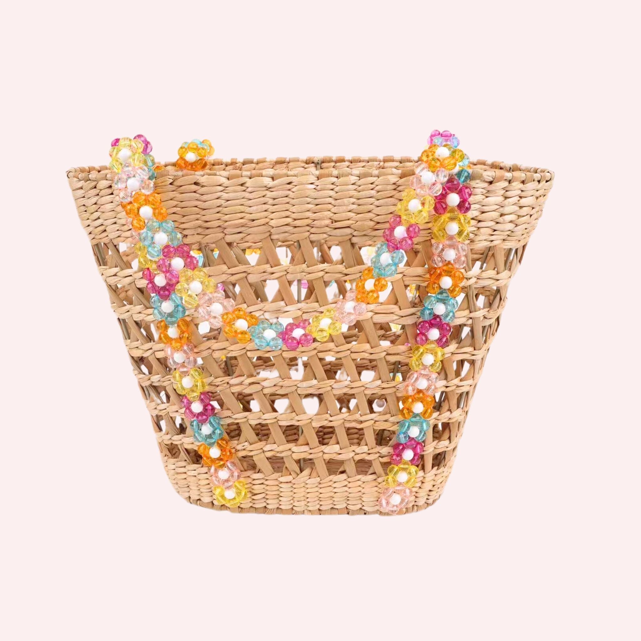 Beaded Beach Basket Tote - Che Cose Belle