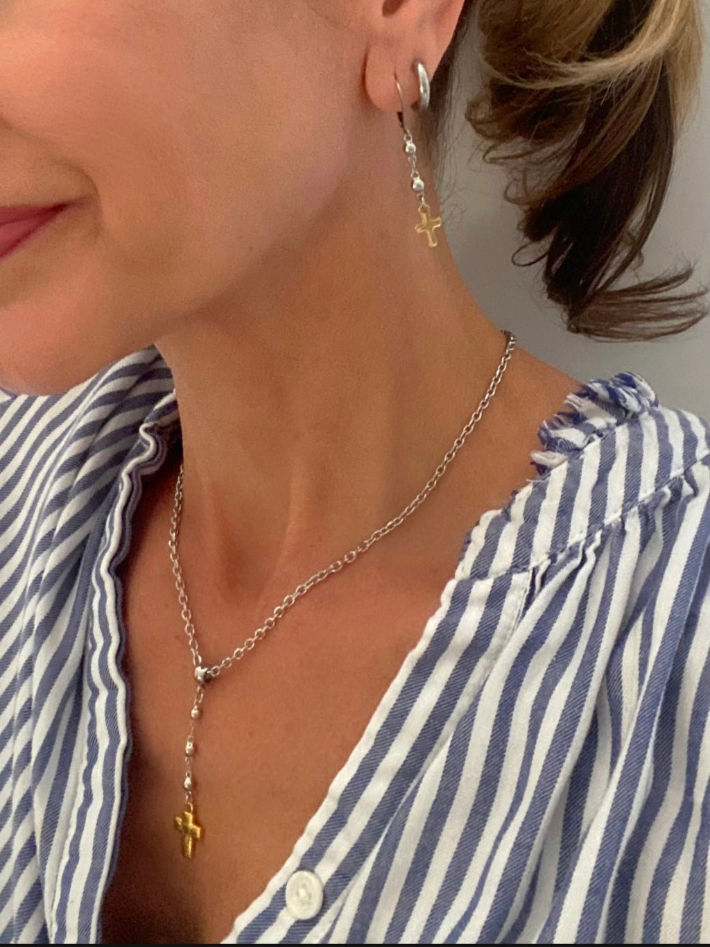 BEADED CROSS EARRINGS - Che Cose Belle