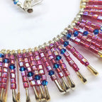 Beaded Swarovski Crystal Zig Zag Bib Choker Necklace - Che Cose Belle