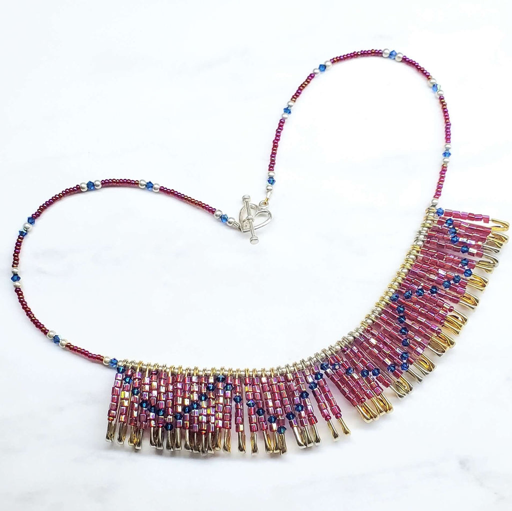 Beaded Swarovski Crystal Zig Zag Bib Choker Necklace - Che Cose Belle
