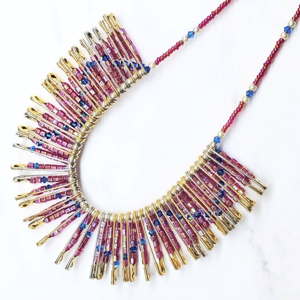 Beaded Swarovski Crystal Zig Zag Bib Choker Necklace - Che Cose Belle