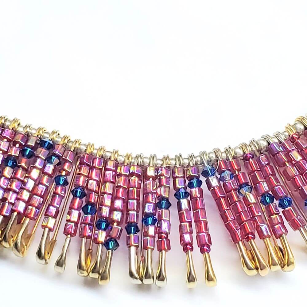 Beaded Swarovski Crystal Zig Zag Bib Choker Necklace - Che Cose Belle