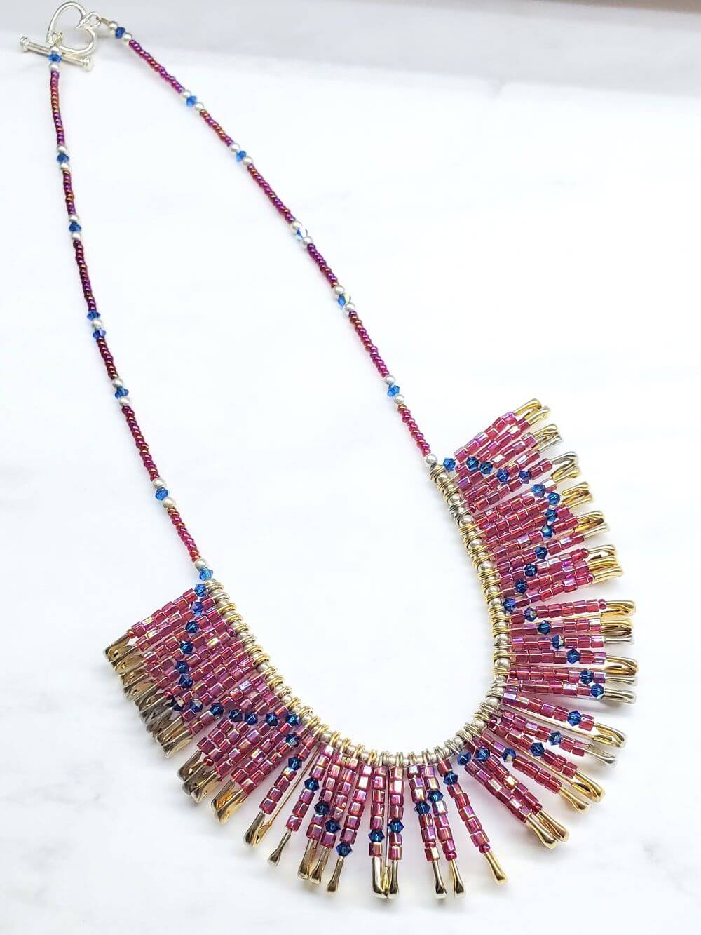 Beaded Swarovski Crystal Zig Zag Bib Choker Necklace - Che Cose Belle