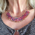 Beaded Swarovski Crystal Zig Zag Bib Choker Necklace - Che Cose Belle