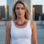 Beaded Swarovski Crystal Zig Zag Bib Choker Necklace - Che Cose Belle