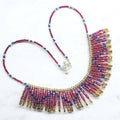 Beaded Swarovski Crystal Zig Zag Bib Choker Necklace - Che Cose Belle