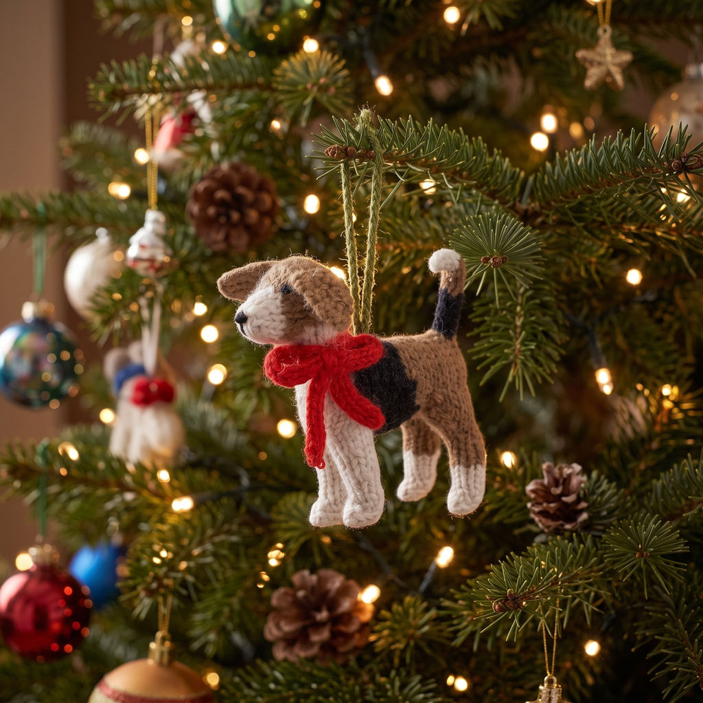 Beagle Hand Knit Christmas Ornament Arcadia Home