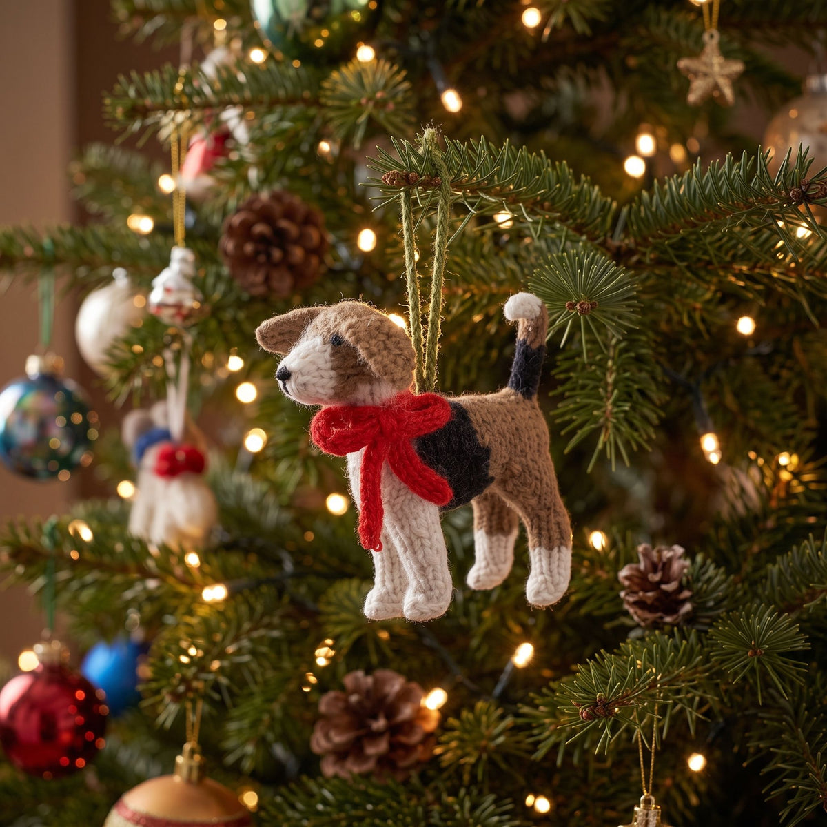 Beagle Hand Knit Christmas Ornament Arcadia Home
