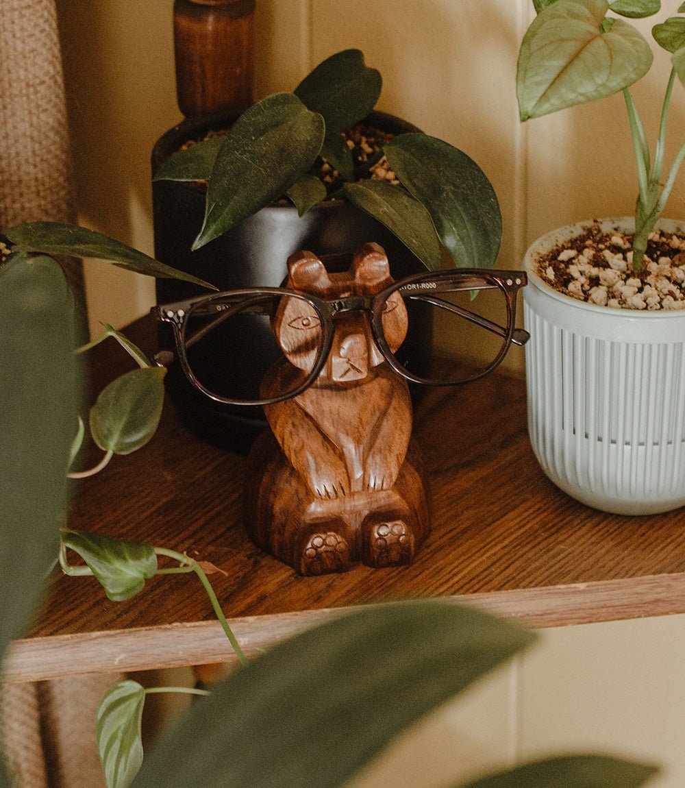 Bear Eyeglasses Holder Stand - Handcrafted Sheesham Wood - Che Cose Belle
