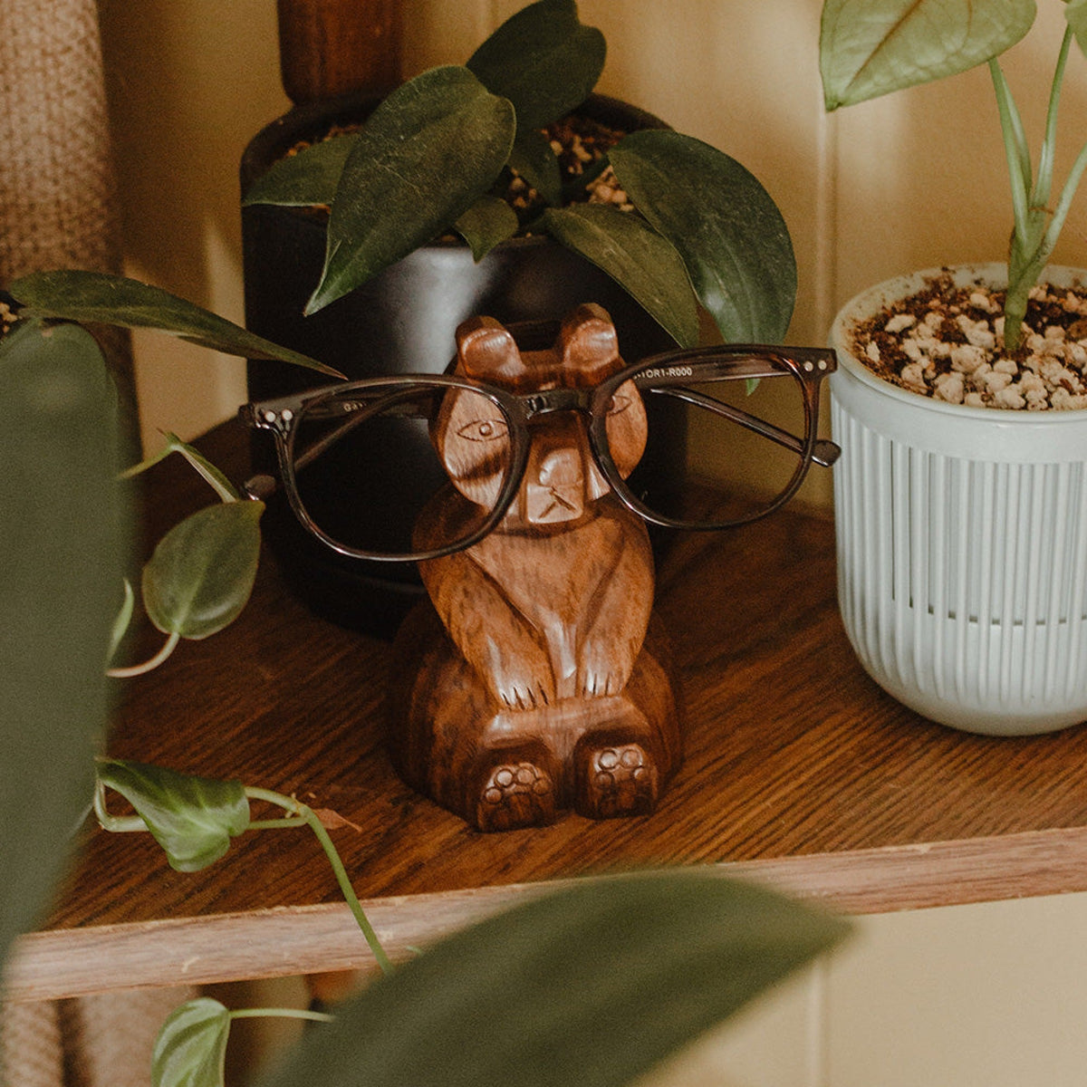 Bear Eyeglasses Holder Stand - Handcrafted Sheesham Wood - Che Cose Belle