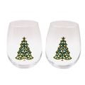 Bedazzled Christmas Tree Stemless Wine Glasses - Che Cose Belle