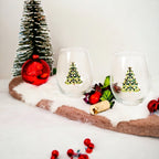 Bedazzled Christmas Tree Stemless Wine Glasses - Che Cose Belle