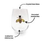 Jeweled Bee Stemless Wine Glasses