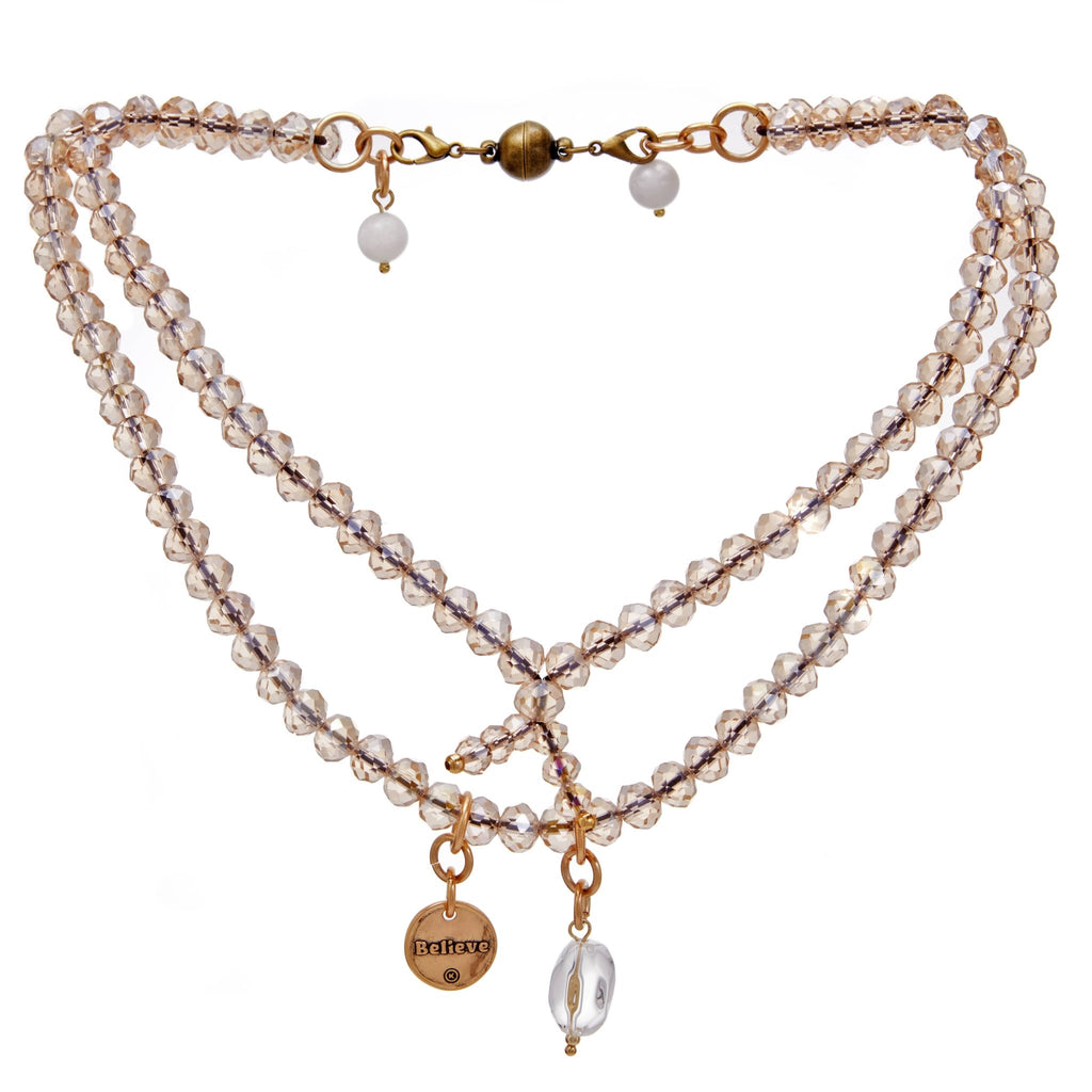 Believe Heart Crystal Boho Wrap Bracelet/Necklace - Che Cose Belle