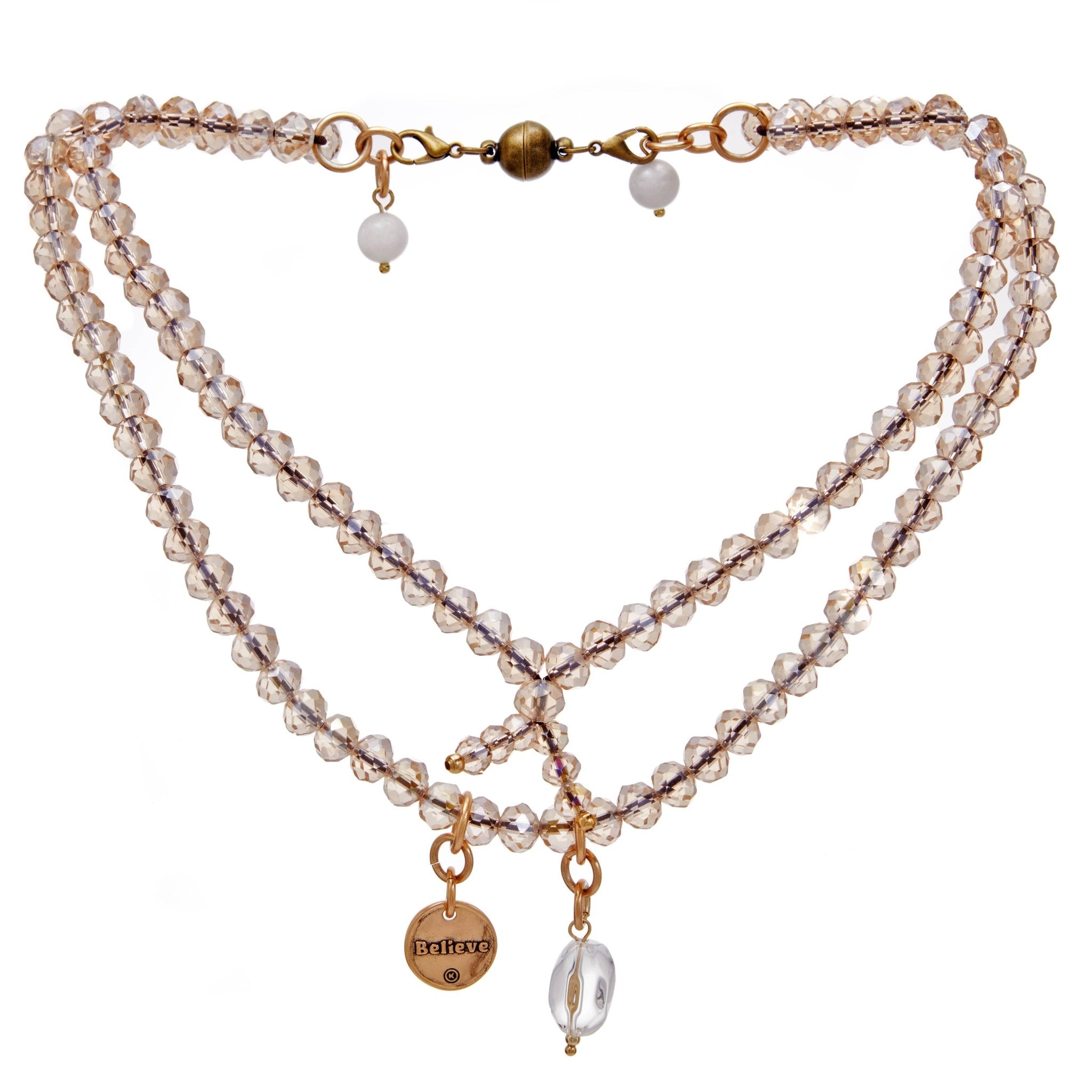 Believe Heart Crystal Boho Wrap Bracelet/Necklace - Che Cose Belle