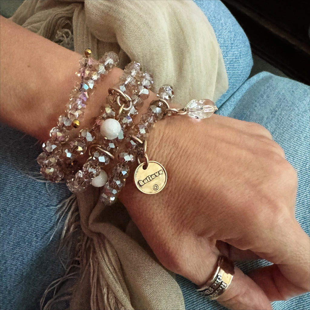 Believe Heart Crystal Boho Wrap Bracelet/Necklace - Che Cose Belle