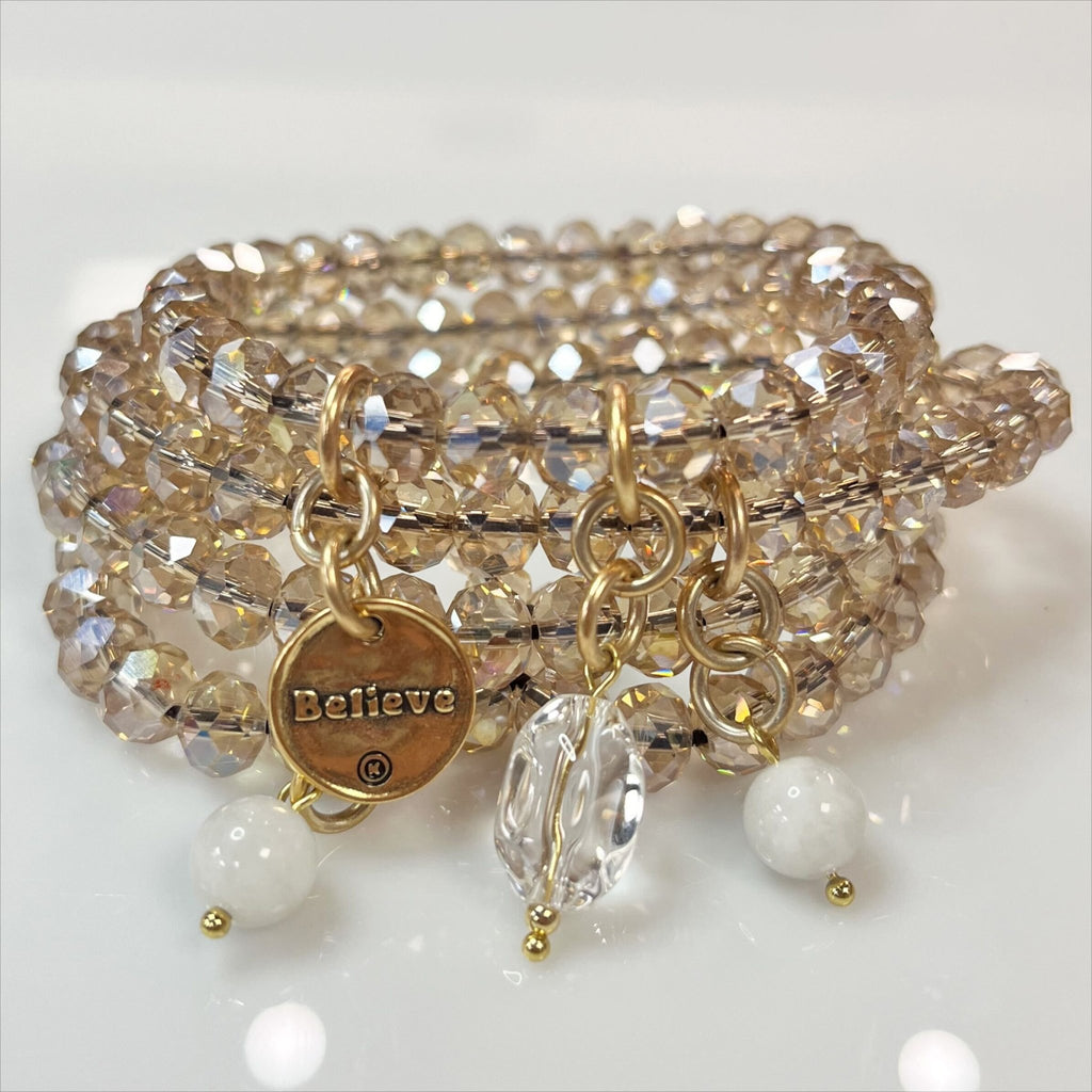 Believe Heart Crystal Boho Wrap Bracelet/Necklace - Che Cose Belle