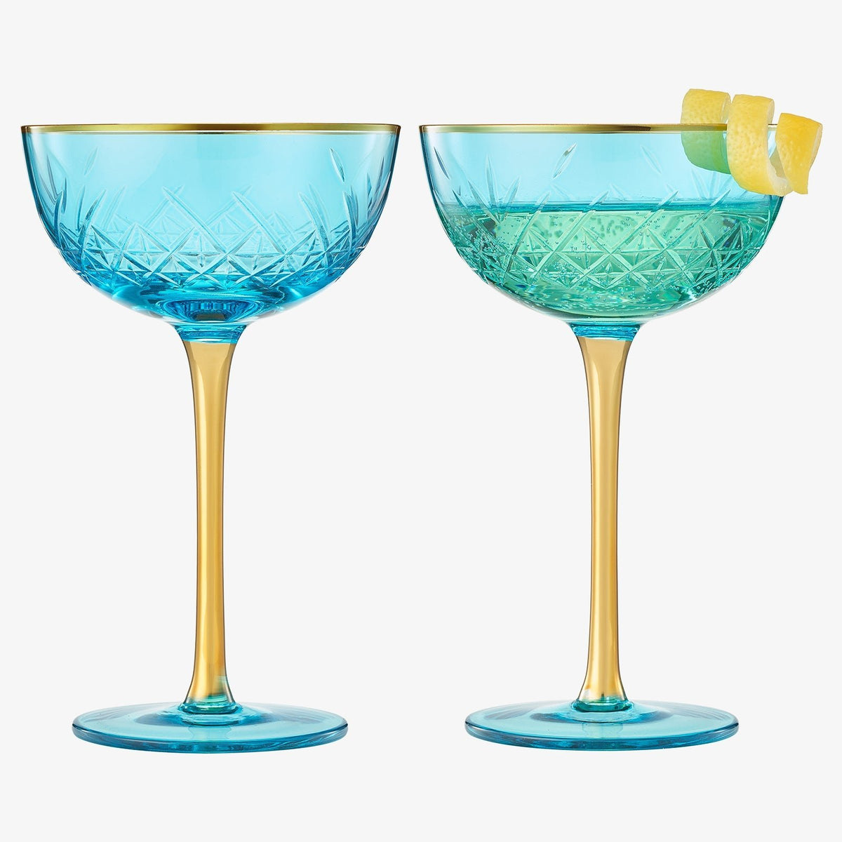 Bellissimo Crystal Champagne Coupe Cocktail Glassware, Set of 2 - Che Cose Belle
