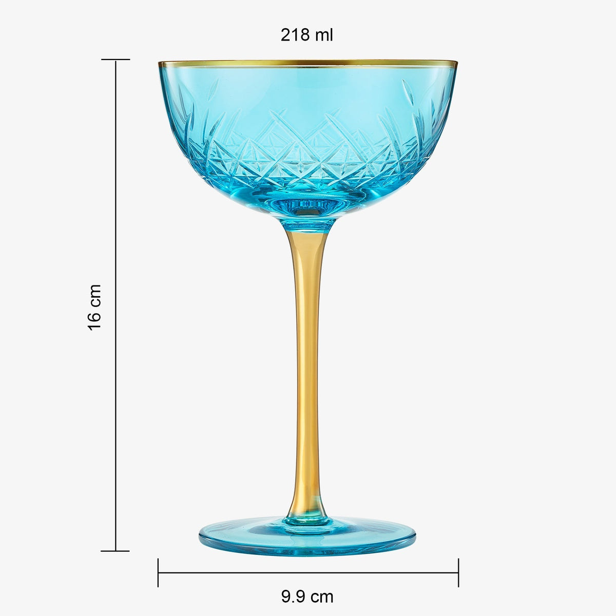 Bellissimo Crystal Champagne Coupe Cocktail Glassware, Set of 2 - Che Cose Belle