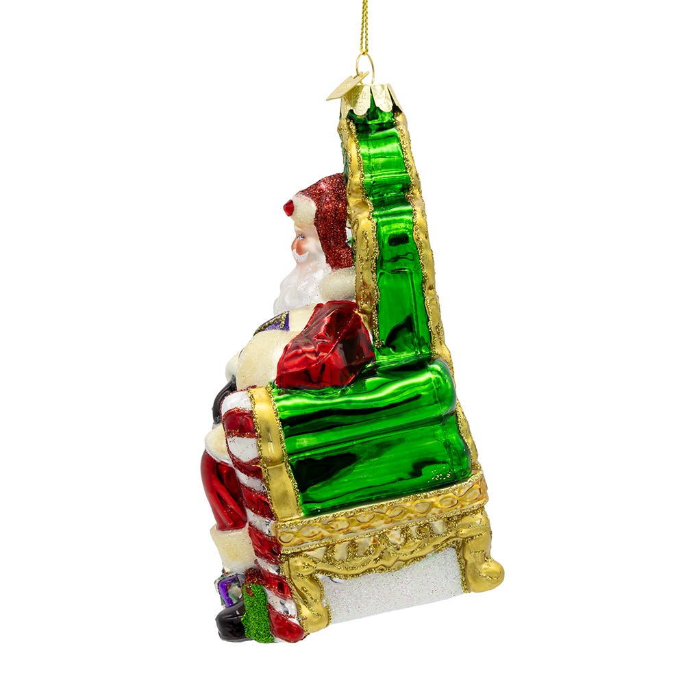 Bellissimo Glass Santa On Throne Ornament - Che Cose Belle