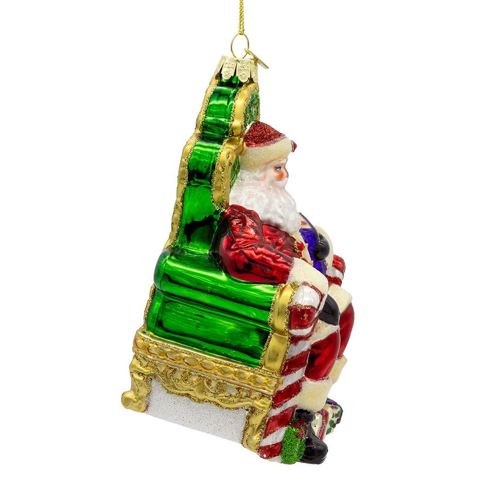 Bellissimo Glass Santa On Throne Ornament - Che Cose Belle