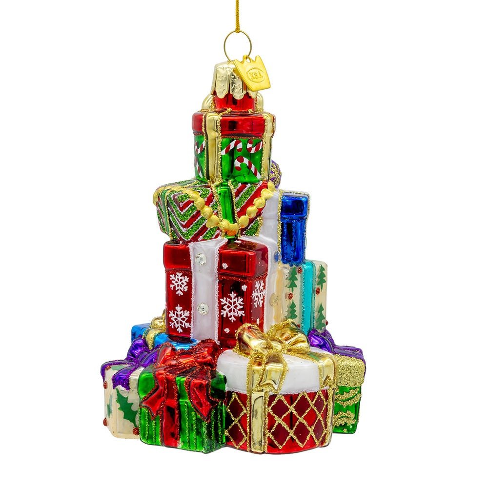 Bellissimo Glass Stacked Presents Ornament - Che Cose Belle
