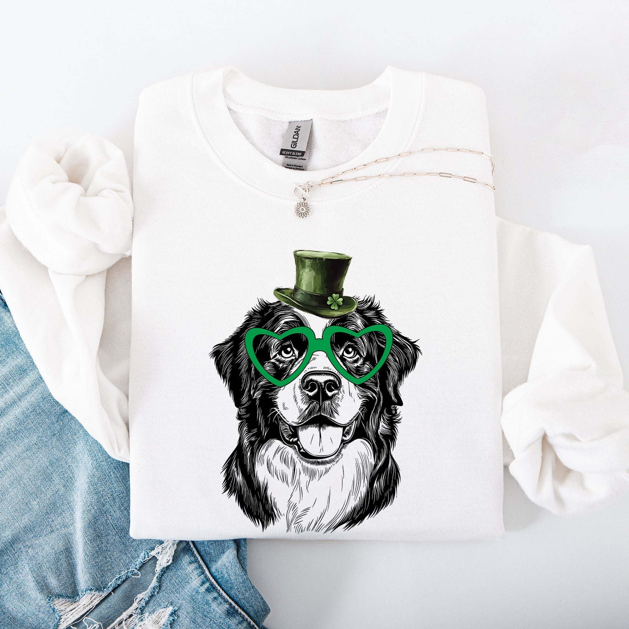 Bernese Mountain, Adorable Dog, St Patrick's Day, Lucky, Irish Sweatshirt - Che Cose Belle