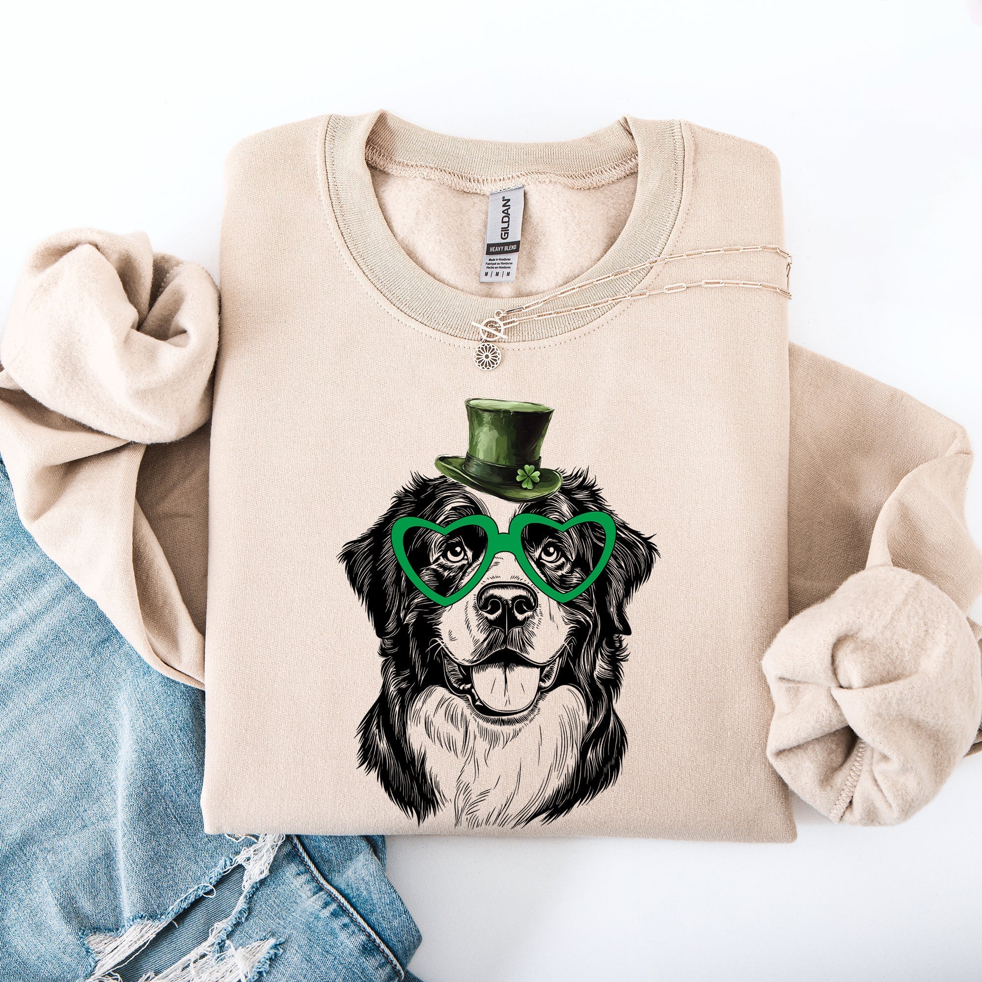 Bernese Mountain, Adorable Dog, St Patrick's Day, Lucky, Irish Sweatshirt - Che Cose Belle