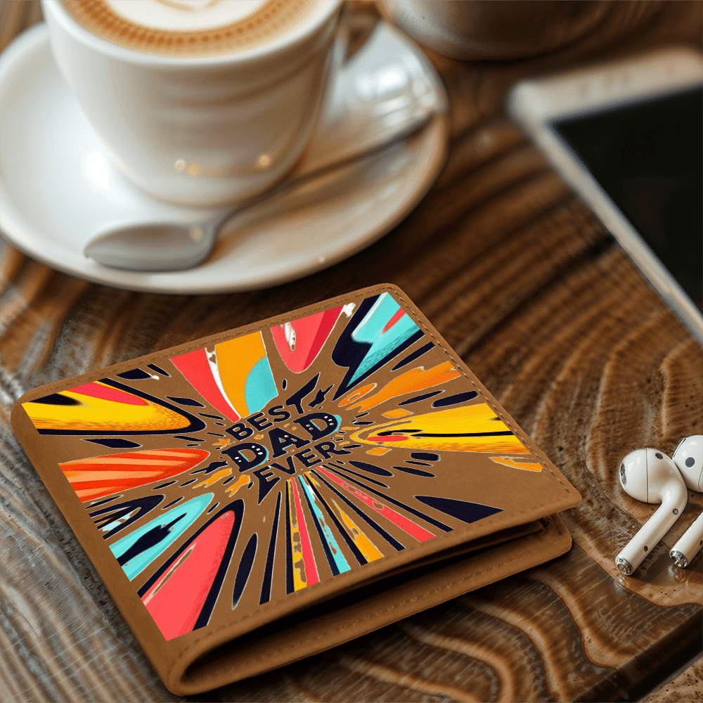Best Dad Ever Colorful Streaks Graphic Leather Wallet - Che Cose Belle