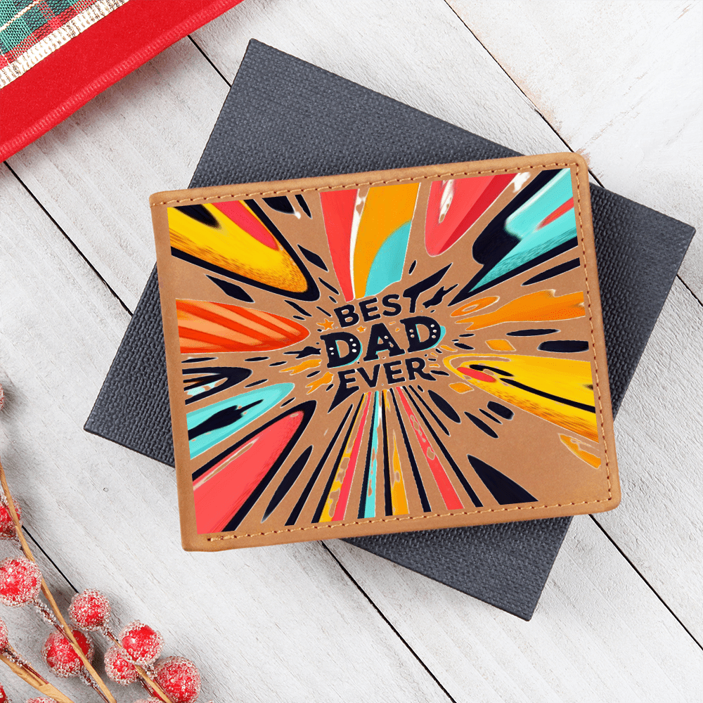 Best Dad Ever Colorful Streaks Graphic Leather Wallet - Che Cose Belle