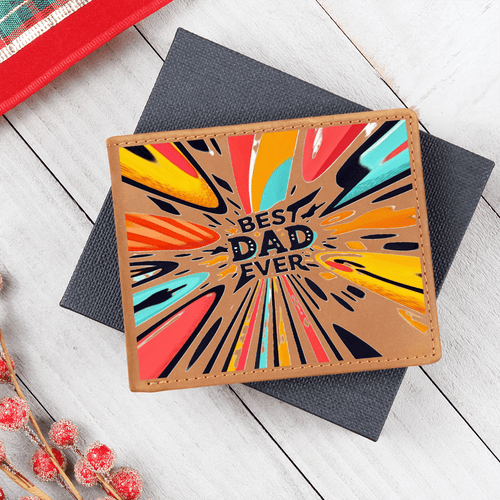 Best Dad Ever Colorful Streaks Graphic Leather Wallet - Che Cose Belle