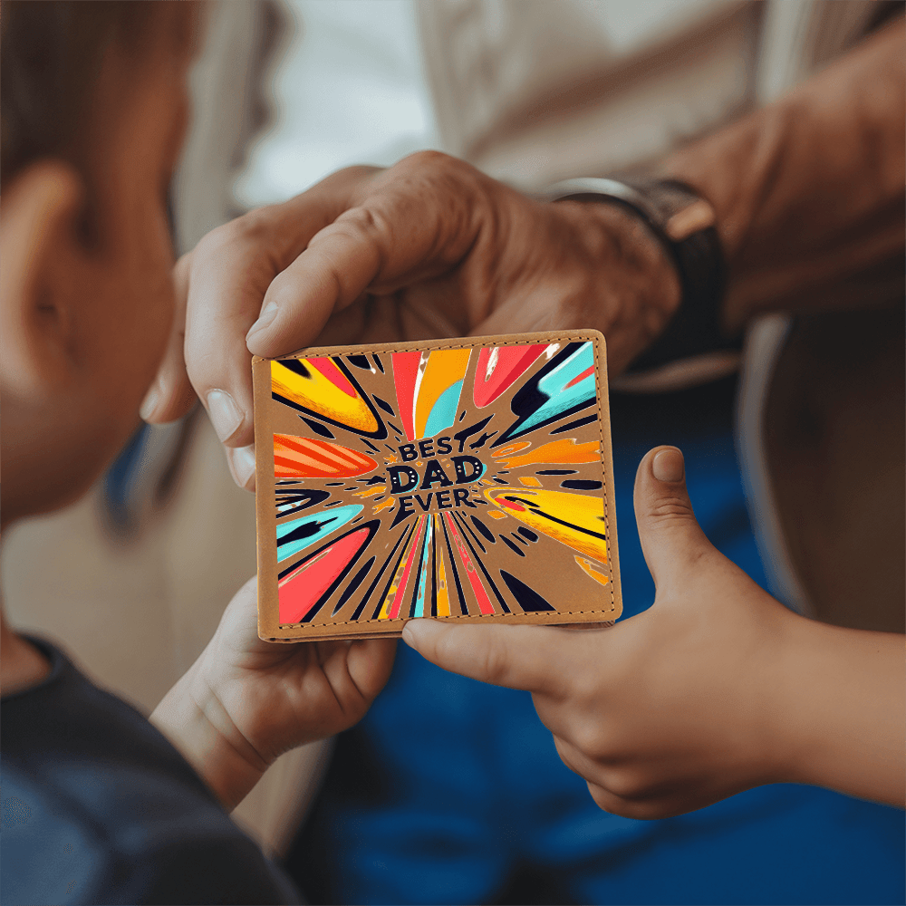 Best Dad Ever Colorful Streaks Graphic Leather Wallet - Che Cose Belle
