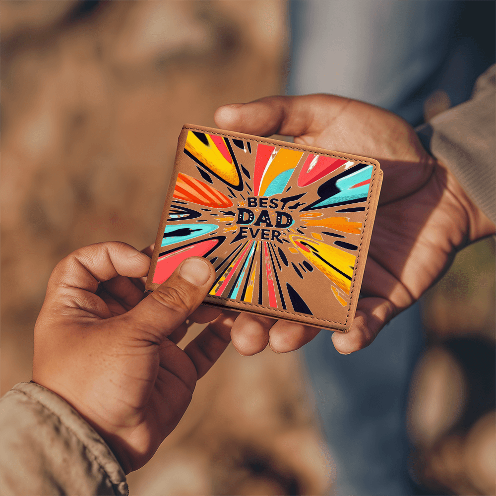 Best Dad Ever Colorful Streaks Graphic Leather Wallet - Che Cose Belle