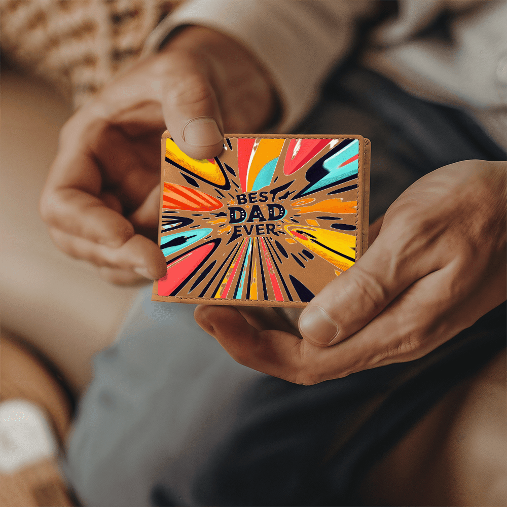 Best Dad Ever Colorful Streaks Graphic Leather Wallet - Che Cose Belle