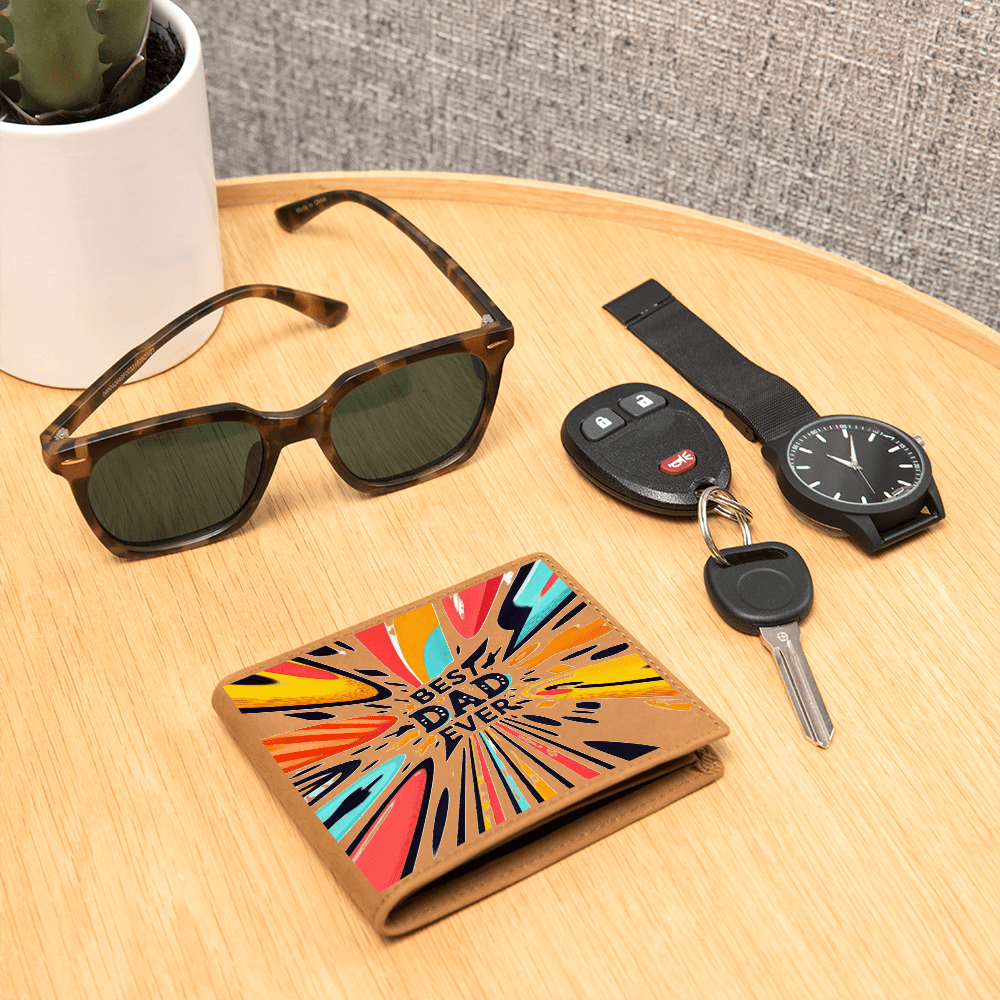 Best Dad Ever Colorful Streaks Graphic Leather Wallet - Che Cose Belle