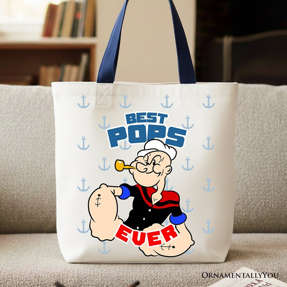 Best Pops Ever Canvas Tote Bag, Classic Popeye the Sailorman Dad Gift Bag for Fun and Strong Dads - Che Cose Belle