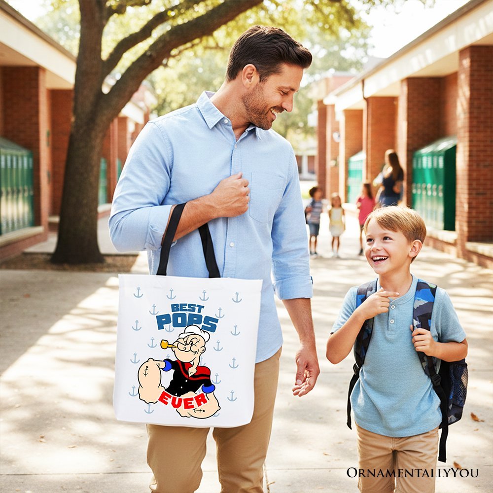 Best Pops Ever Canvas Tote Bag, Classic Popeye the Sailorman Dad Gift Bag for Fun and Strong Dads - Che Cose Belle