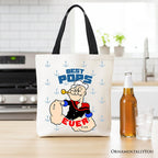 Best Pops Ever Canvas Tote Bag, Classic Popeye the Sailorman Dad Gift Bag for Fun and Strong Dads - Che Cose Belle