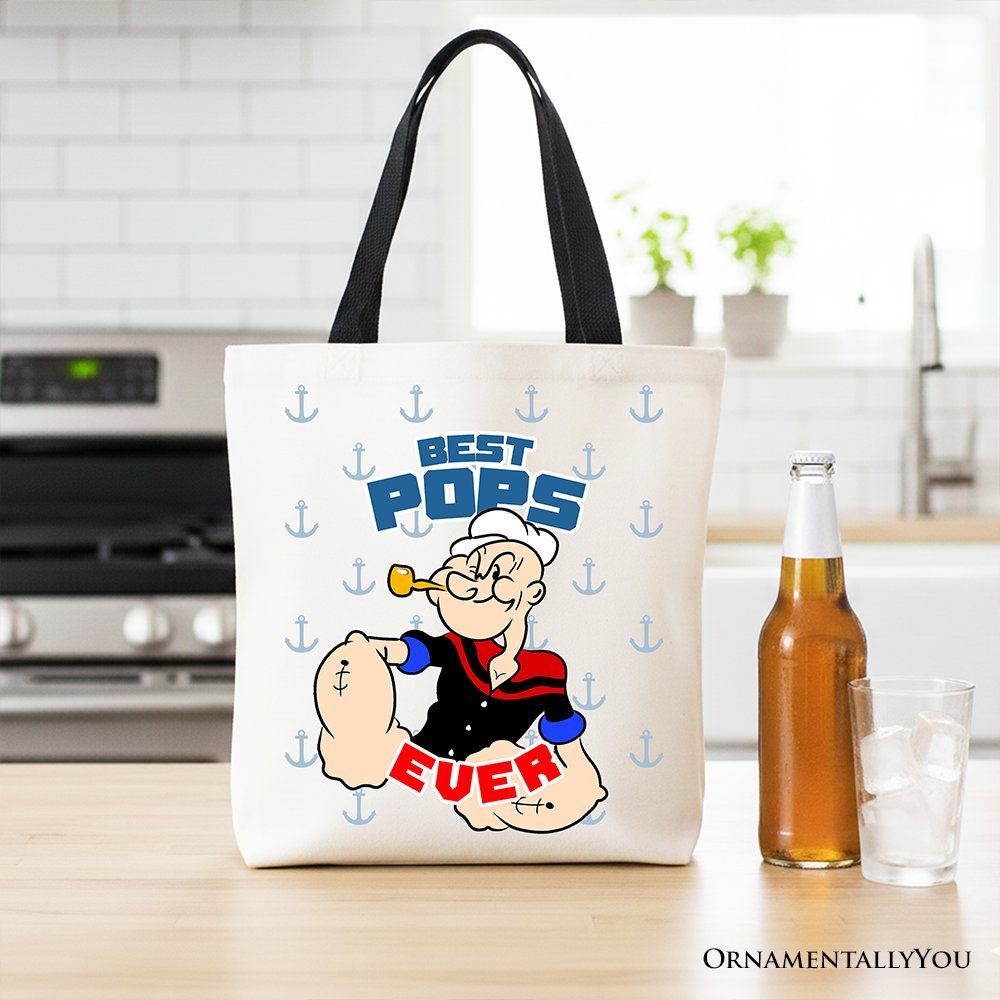 Best Pops Ever Canvas Tote Bag, Classic Popeye the Sailorman Dad Gift Bag for Fun and Strong Dads - Che Cose Belle
