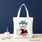 Best Pops Ever Canvas Tote Bag, Classic Popeye the Sailorman Dad Gift Bag for Fun and Strong Dads - Che Cose Belle