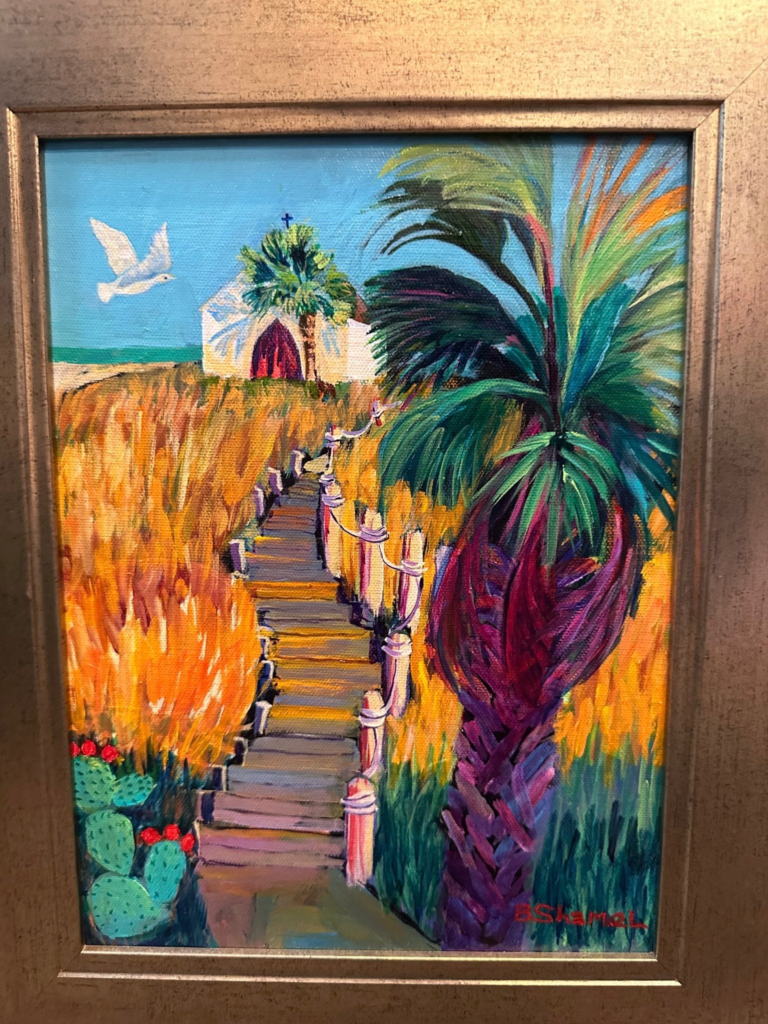 Betty Shamel – “Chapel in The Dunes” Acrylic Painting - Che Cose Belle