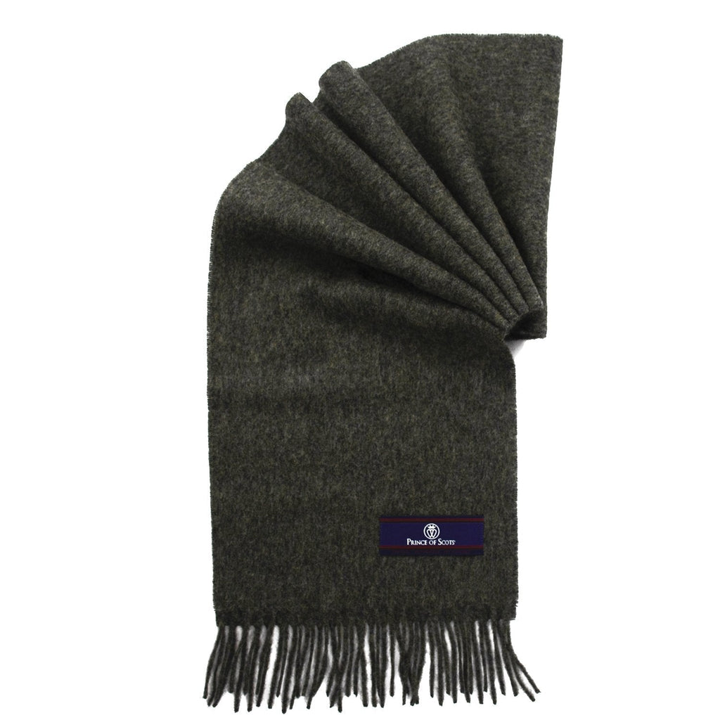 Prince of Scots Fringed Merino Wool Scarf - Grey